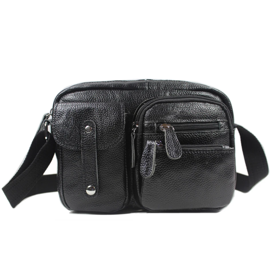 Модная мужская сумка-мессенджер из натуральной кожи для отдыха, Маленькая сумка через плечо, Мужская повседневная сумка-слинг, черный M156