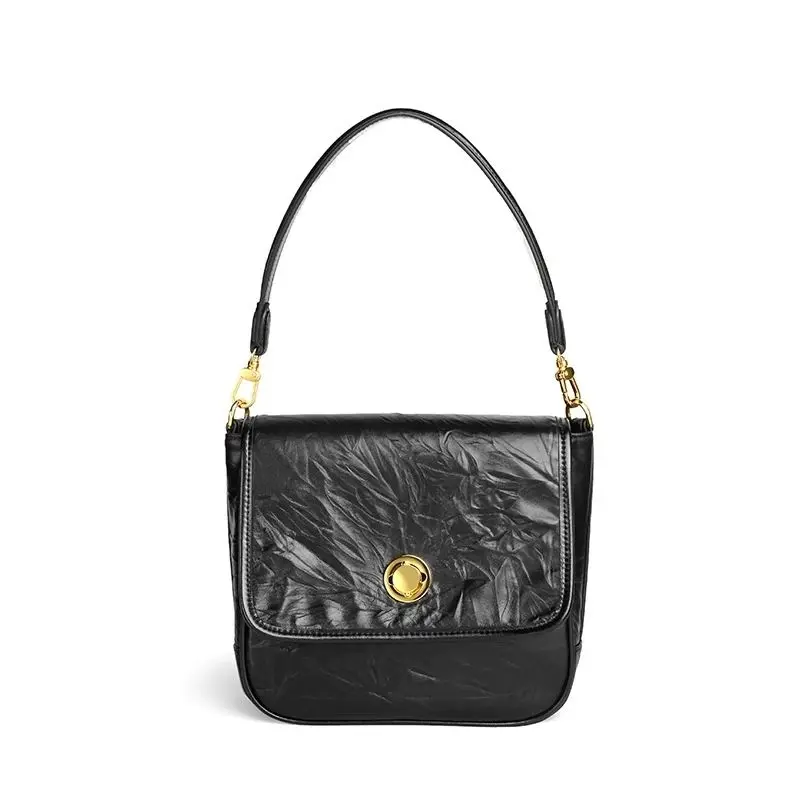 Модная сумка подмышками из воловьей кожи в складку, известная дизайнерская кожаная сумка, повседневная и простая женская сумка на одно плечо для женщин