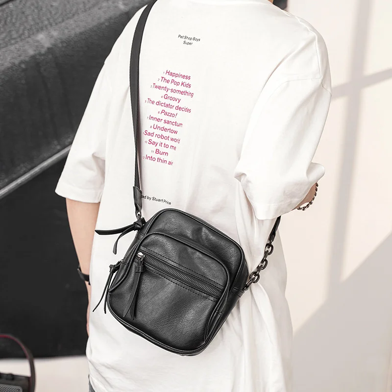 Модная сумка через плечо для мужчин, повседневная Простая роскошная брендовая дизайнерская маленькая квадратная сумка для мобильного телефона