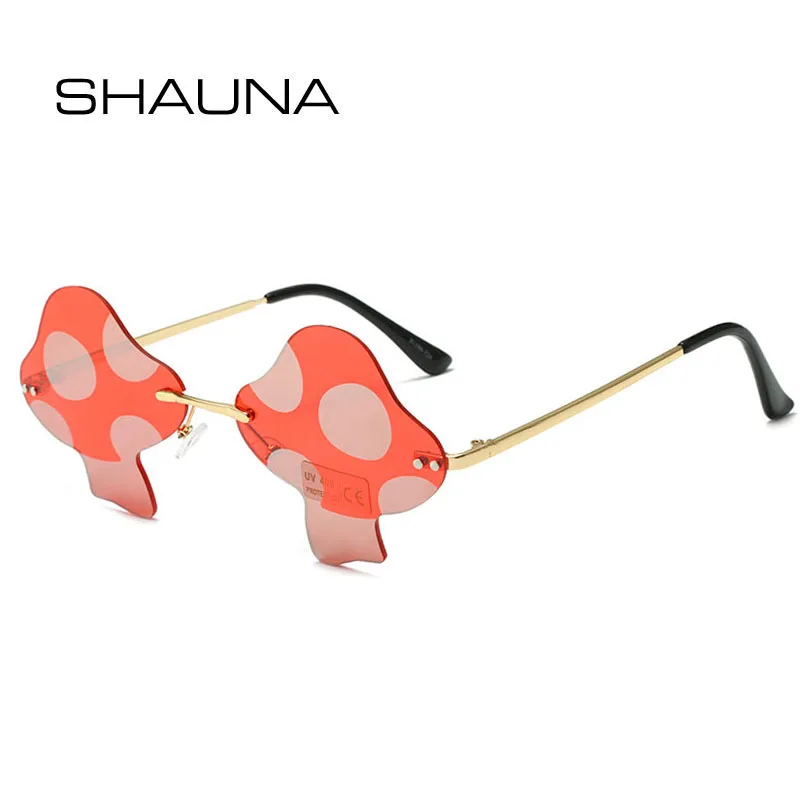Модные солнцезащитные очки SHAUNA С Тонированным Грибом, Трендовые Женские линзы С Океанским Зеркальным покрытием, Оттенки без оправы UV400