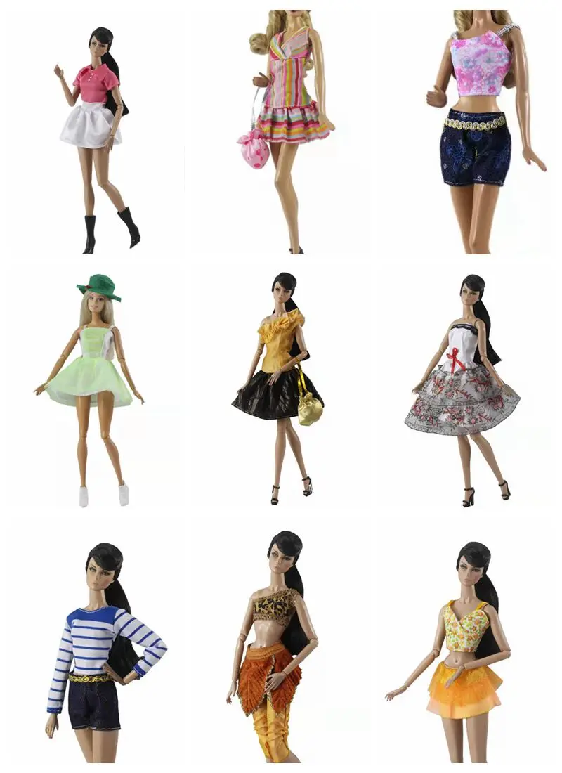 Модный комплект одежды для куклы 1/6 BJD для Барби, Повседневная одежда, сумка, Рубашка, Юбка, кукольное платье, Наряды 11,5 