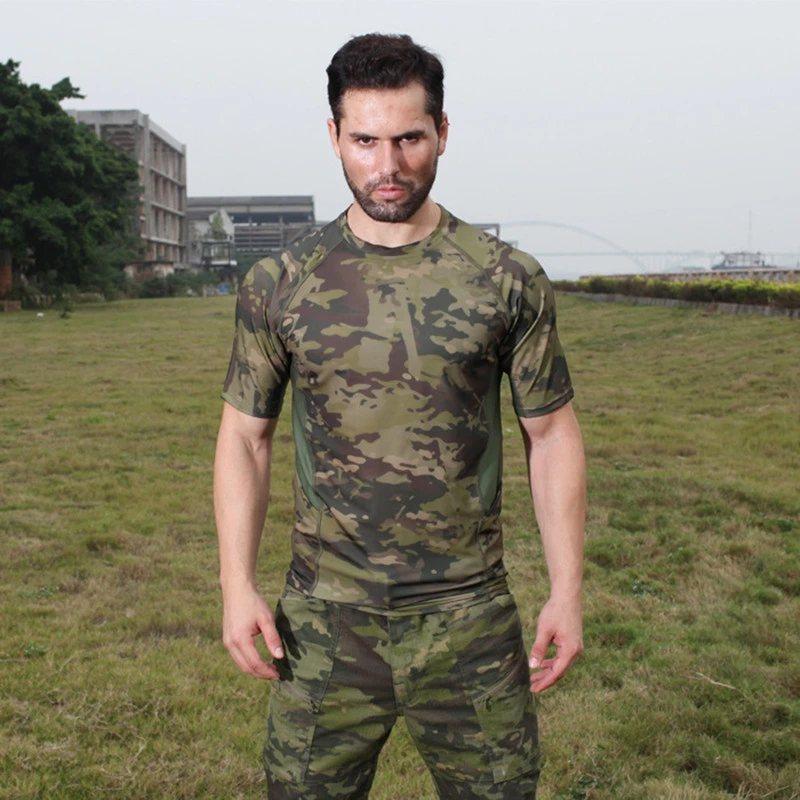 Мужская футболка с круглым вырезом и коротким рукавом, легкая дышащая быстросохнущая Военная тактическая мужская рубашка для треккинга, Кемпинга, скалолазания