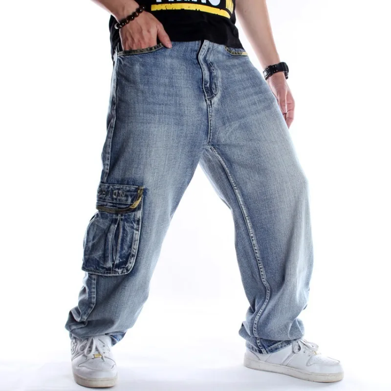 Мужские джинсы Y2k в стиле хип-хоп с множеством карманов, панк, свободные повседневные брюки оверсайз, мужские брюки-карго из денима для уличных танцев