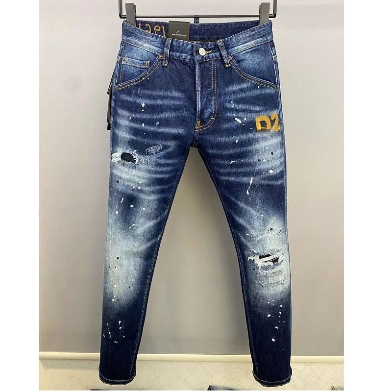 Мужские модные Джинсовые брюки с надписью High Street, модные Повседневные джинсы Slim Fit dsq9872