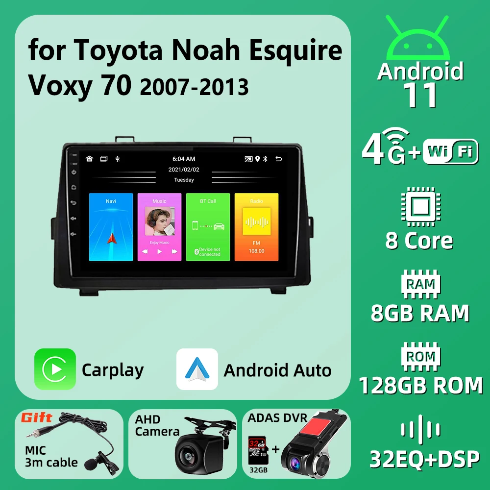 Мультимедиа для Toyota Noah Esquire Voxy 70 2007-2013 Автомобильный Радиоприемник 2 Din Android Стерео GPS Carplay Навигация Головное устройство Авторадио