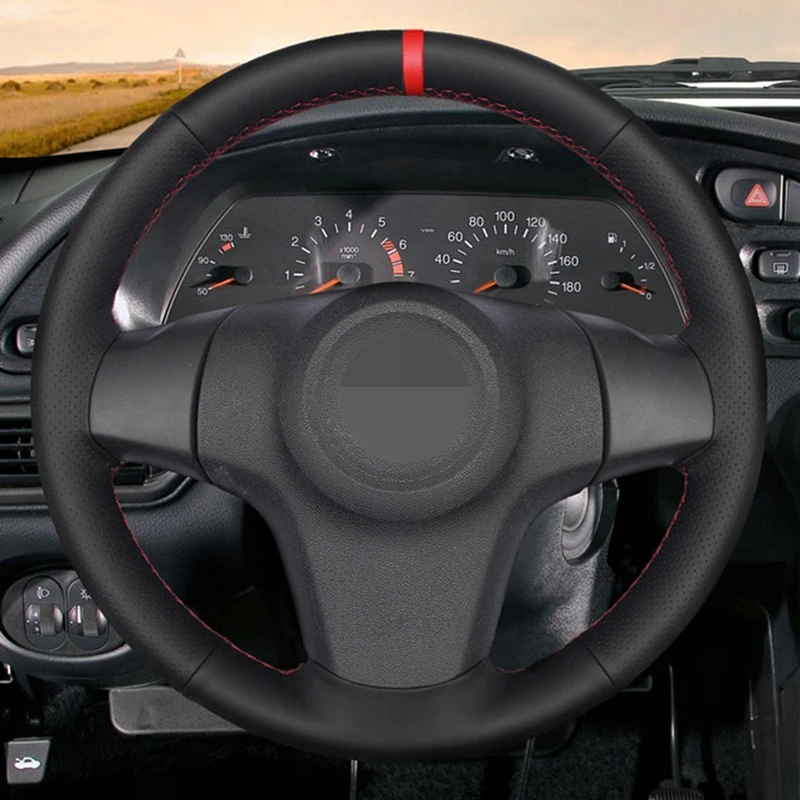 Мягкий Черный чехол на руль автомобиля из натуральной кожи для Chevrolet Niva 2009-2017 (3-спицевый) Vauxhall Corsa (D) Opel Corsa (D)