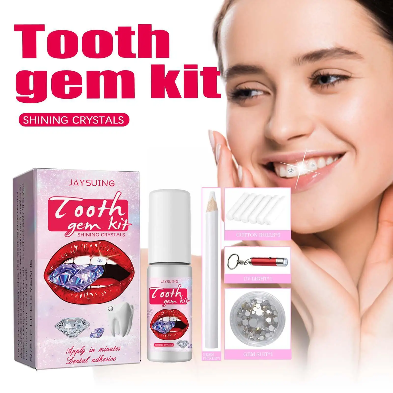 Набор Зубных камней Легко снимается, красивые Белые украшения для зубов, Светоотражающий набор для нанесения орнамента на зубы Для девочек и женщин O9H3