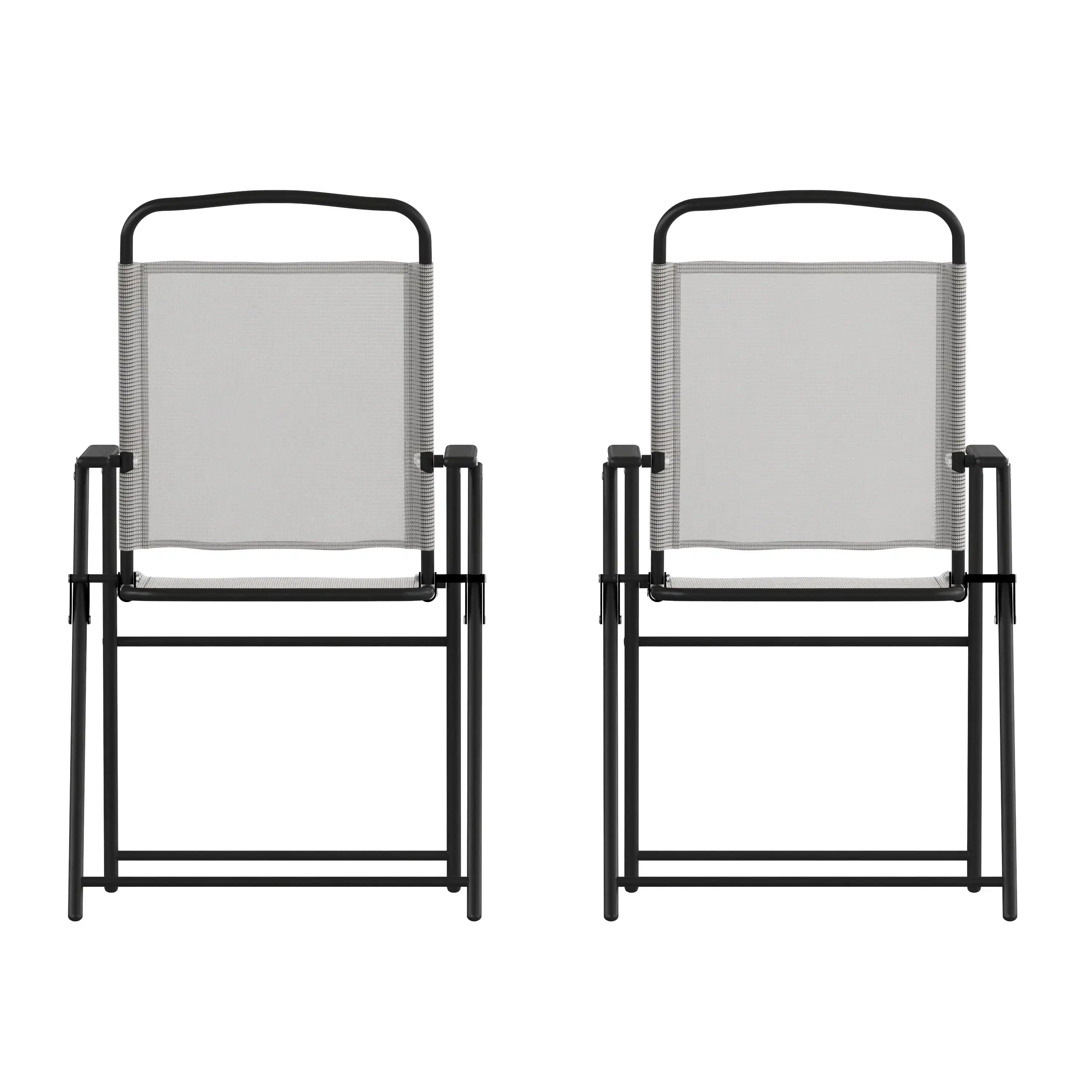 Набор мебели Flash из 2 складных стульев Mystic для патио, уличных садовых стульев из текстиля с подлокотниками серого цвета