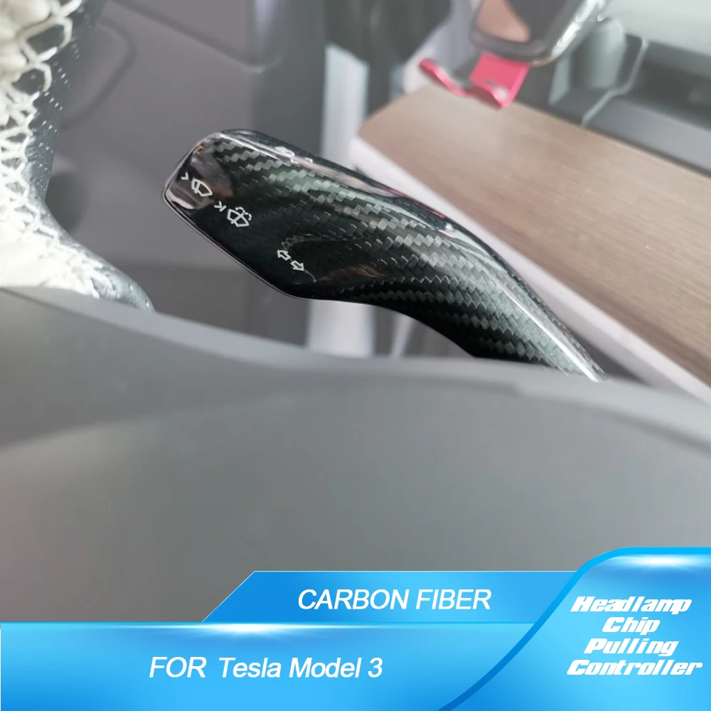 Накладка на регулятор поворота автомобильных фар для Tesla Model 3 2018 - 2020, Накладка на регулятор поворота фар из углеродного волокна