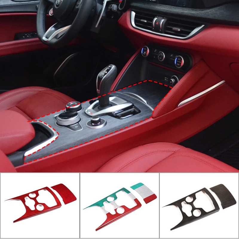Наклейка для украшения панели переключения передач Центральной консоли автомобиля из настоящего Углеродного волокна для Alfa Romeo Stelvio 2020-2022 Автоаксессуары
