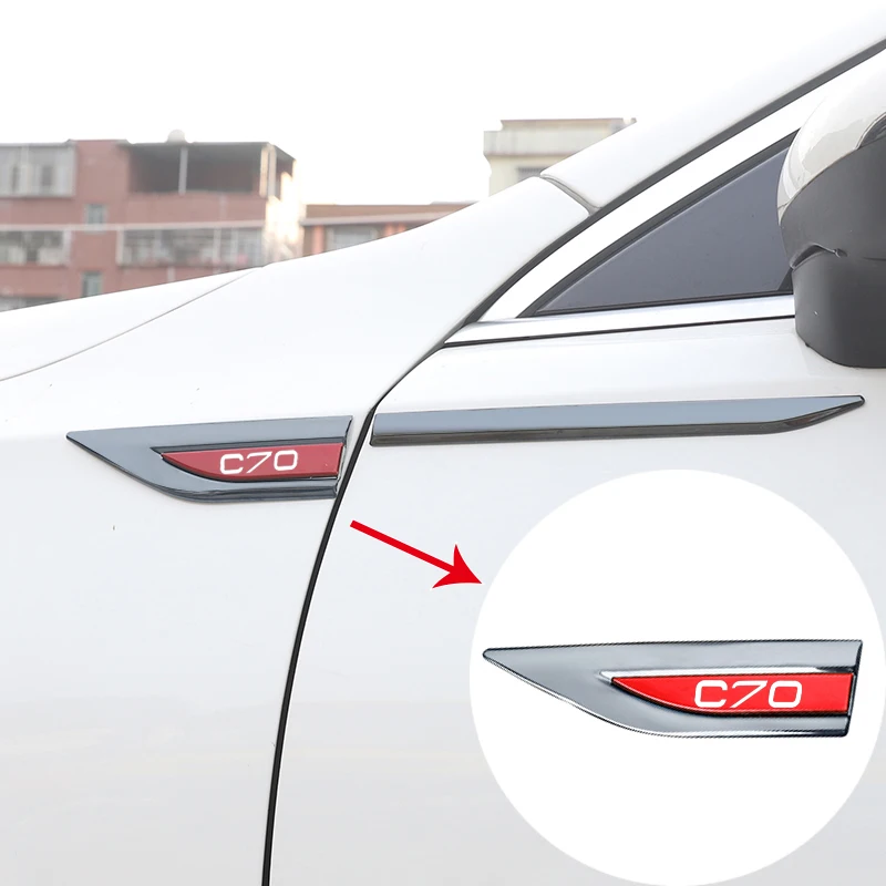 Наклейки на крыло с металлическим логотипом автомобиля, персонализированные декоративные боковые маркеры для Volvo C70 с логотипом, автомобильные аксессуары