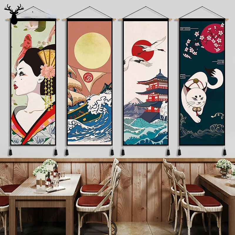 Настенные росписи в китайском стиле, винтажный декор для комнаты, эстетический гобелен