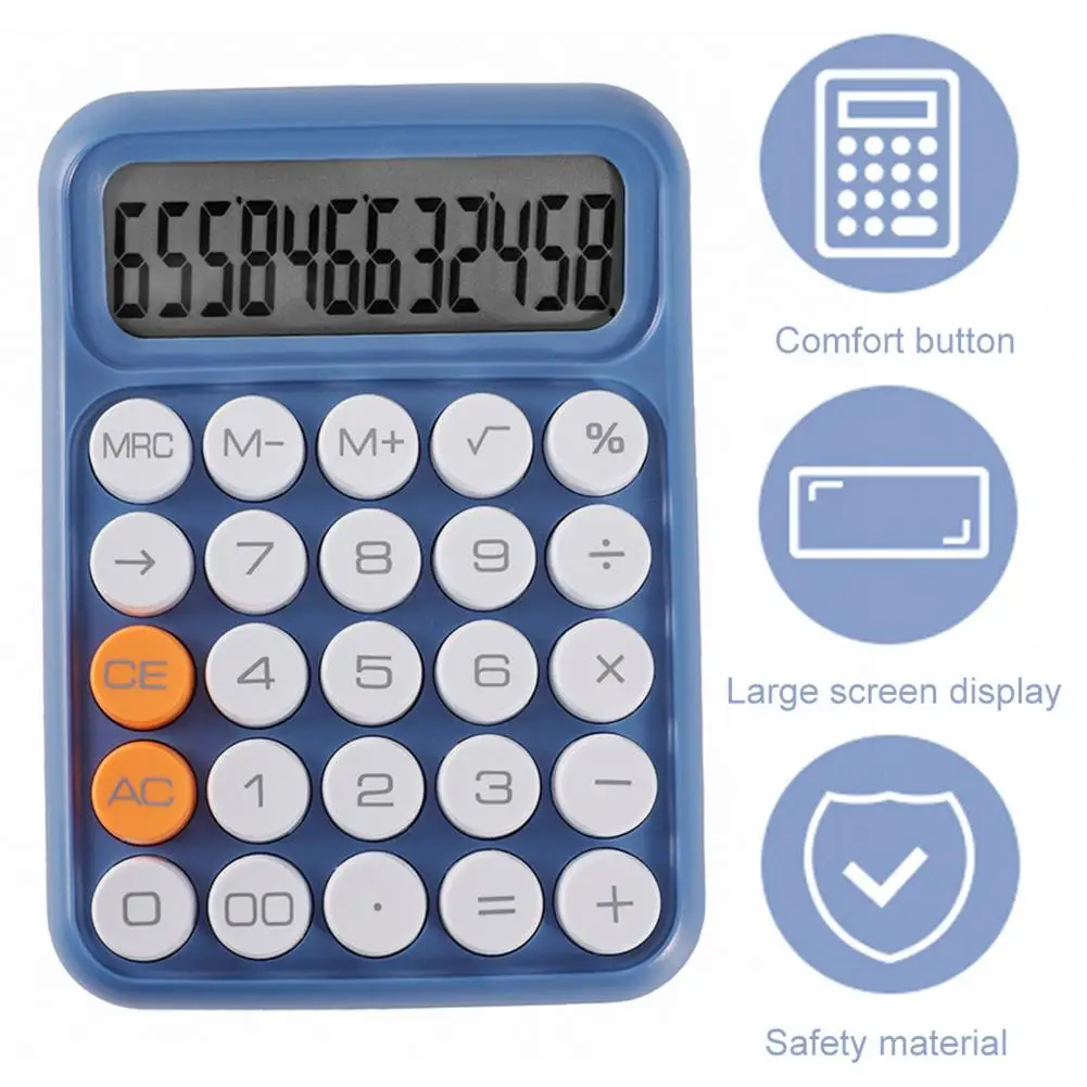 Настольный калькулятор с ярко-цветным ЖК-дисплеем, 12 цифр, Гибкие кнопки на батарейках, идеально подходит для офиса студентов-финансистов