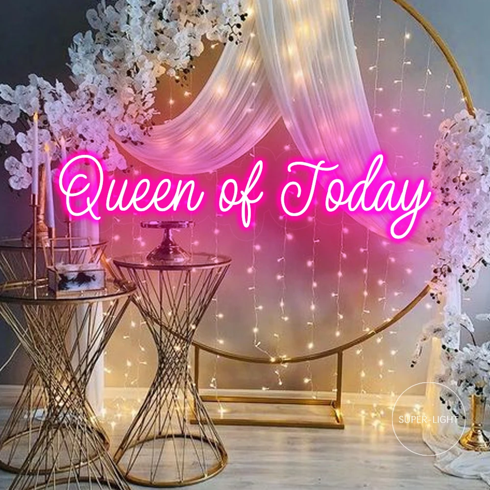 Неоновая вывеска Queen Of Today, Неоновый свет, Бизнес-логотип, Бар, Магазин косметики, Украшение вечеринки, Именная Вывеска, Светодиодная световая вывеска