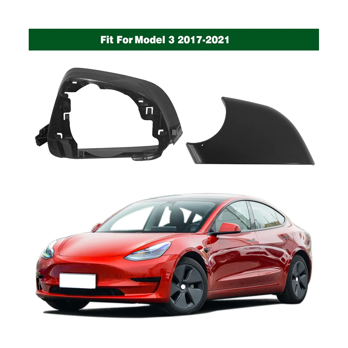 Нижняя крышка зеркала левой боковой двери автомобиля с рамкой черного цвета для Tesla Model 3 2017-2021