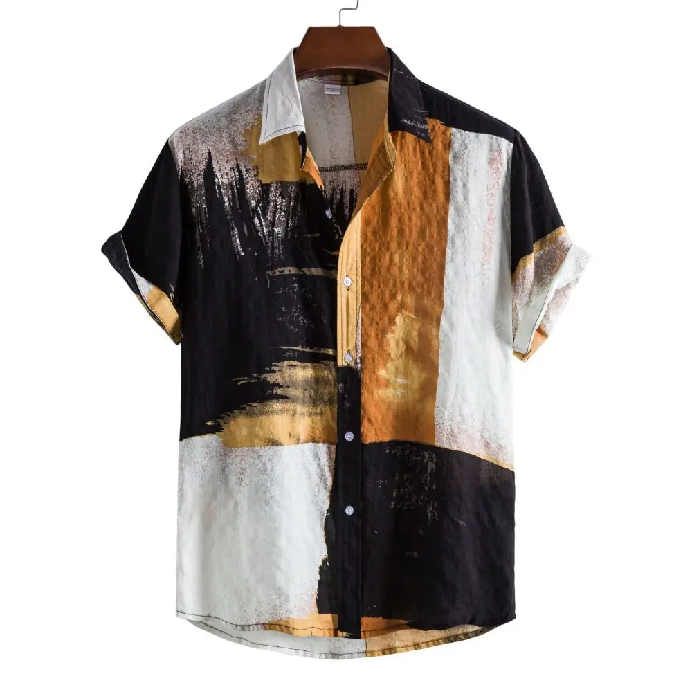 Новая 3d мужская гавайская рубашка, мужская 5xl, дышащая летняя винтажная футболка в стиле пэчворк, пуловер, мужские топы с коротким рукавом, праздничная одежда