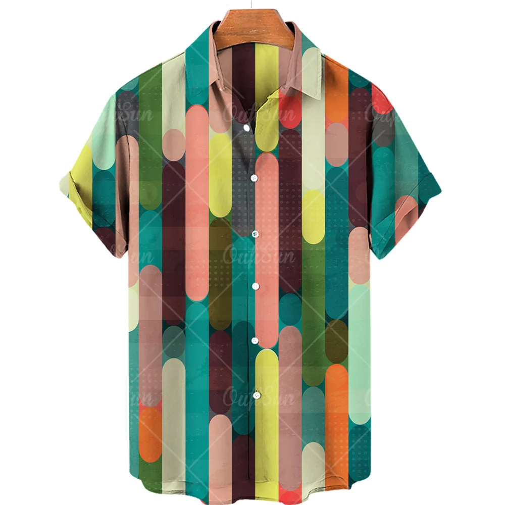 Новая Модная летняя повседневная гавайская рубашка с принтом, мужская праздничная рубашка в полоску на побережье