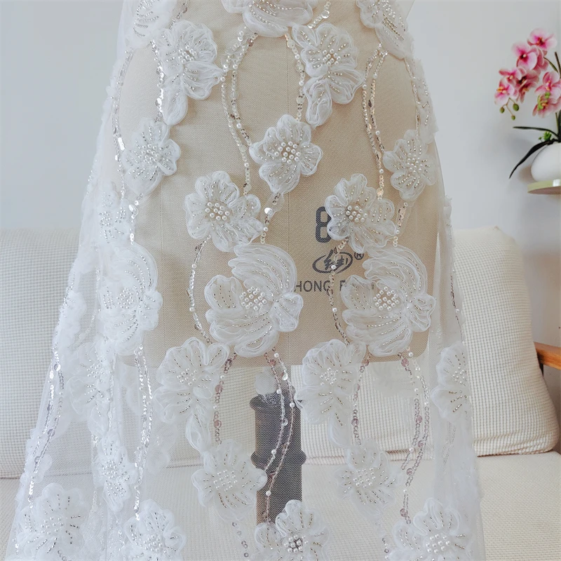 Новая трехмерная сетка с жемчужными блестками, цветочная пластина, Европейское Свадебное платье 