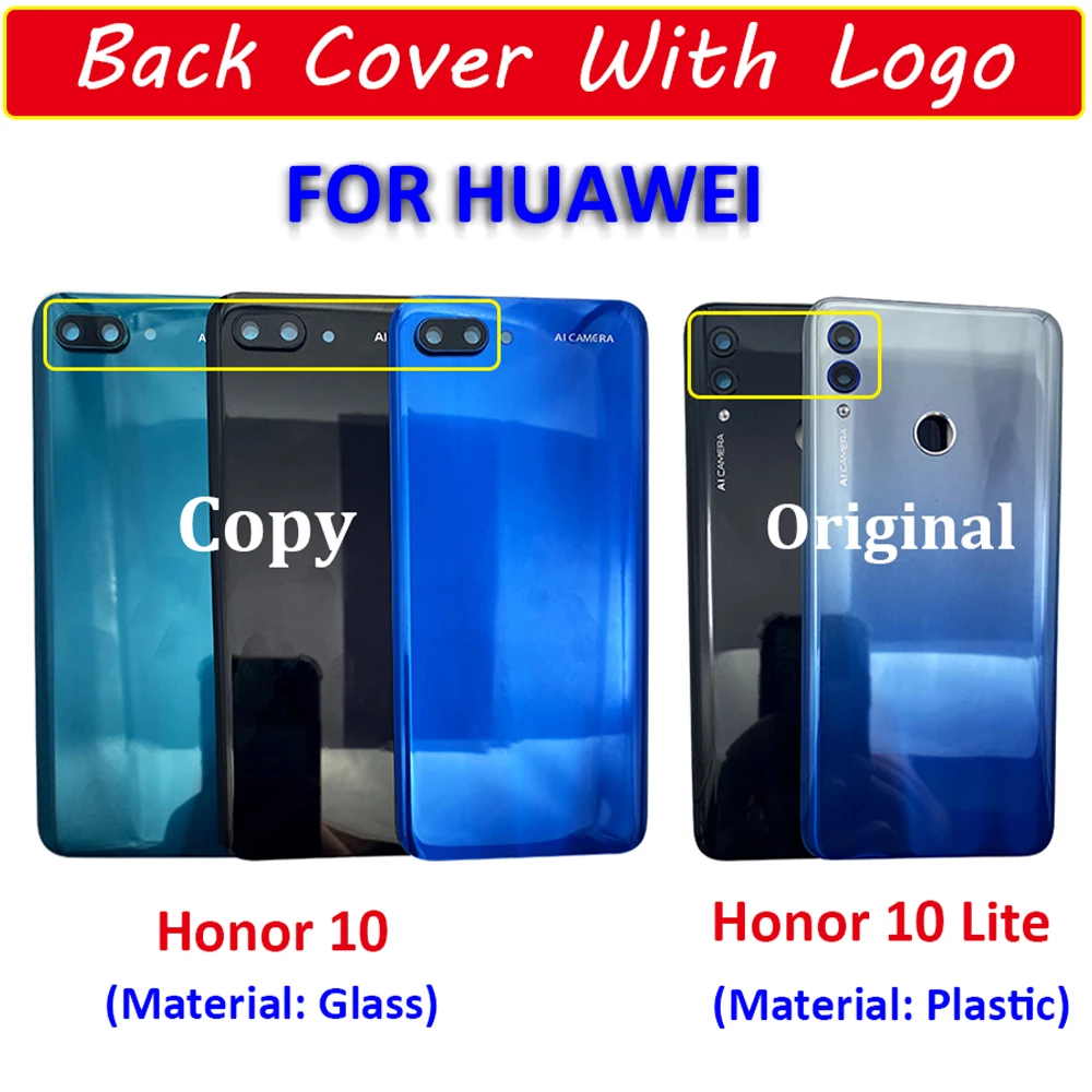 Новинка Для Huawei Honor 10 Lite/Honor 10 Задняя крышка Аккумулятора, стеклянная Задняя дверь, Сменный корпус, Клейкий чехол С объективом камеры
