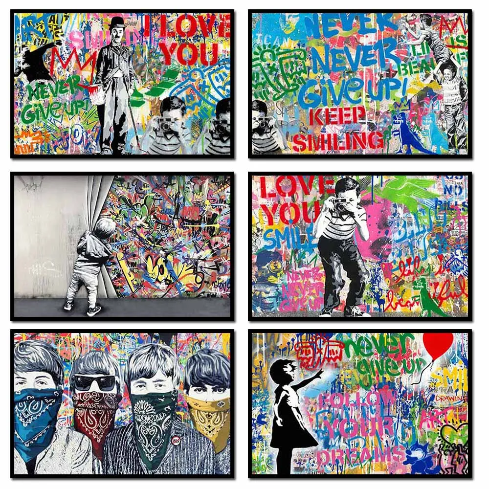 Новое Современное Уличное граффити в Скандинавском Стиле, Популярные Настенные плакаты и принты, Украшение для Гостиной, Спальни, семейной картины