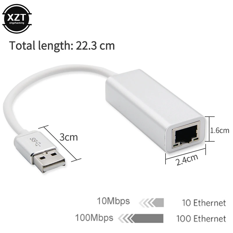 Новый USB Ethernet адаптер Сетевая карта Бесплатный драйвер USB к RJ45 Million LAN Сетевой адаптер Конвертер Кабель 100 Мбит/с для ПК Mac