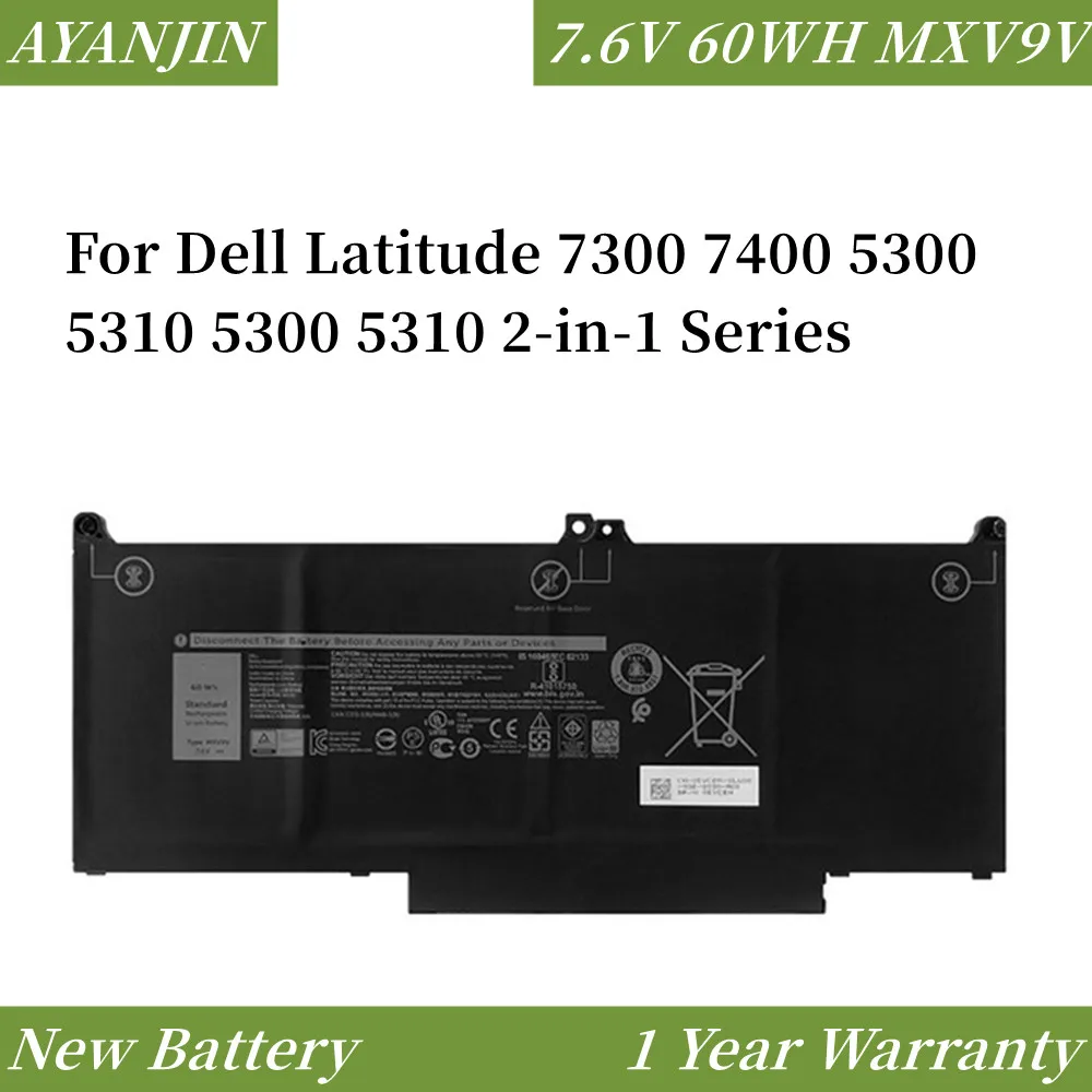 Новый Аккумулятор для ноутбука 7,6 V 60WH MXV9V для Dell Latitude 7300 7400 5300 5310 5300 5310 2- Серии in-1 5VC2M 05VC2M 829MX 0829MX