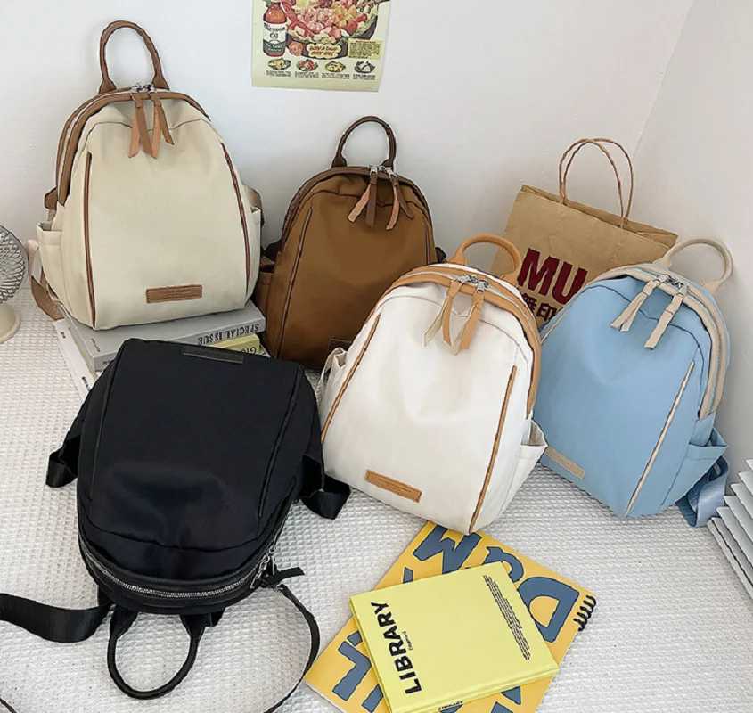 Новый Женский Модный Корейский Высококачественный Нейлоновый рюкзак, Повседневная школьная сумка для милых девочек, сумки на ремне с двойной молнией, сумка через плечо