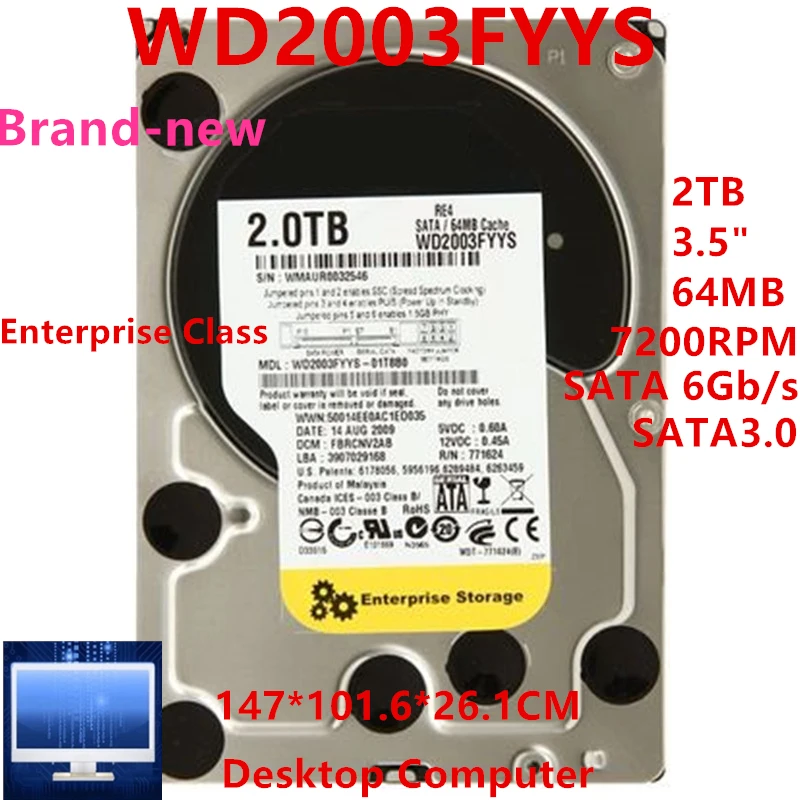Новый Оригинальный жесткий диск для WD Black 2 ТБ 3,5 