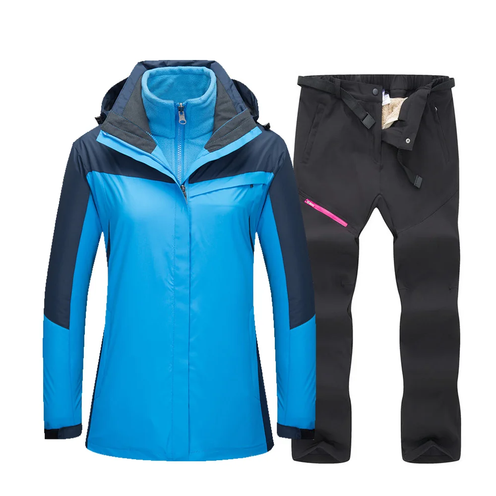 Новый теплый лыжный костюм, женская водонепроницаемая ветрозащитная куртка для катания на лыжах и сноуборде, комплект брюк, зимняя куртка, Женские уличные зимние костюмы
