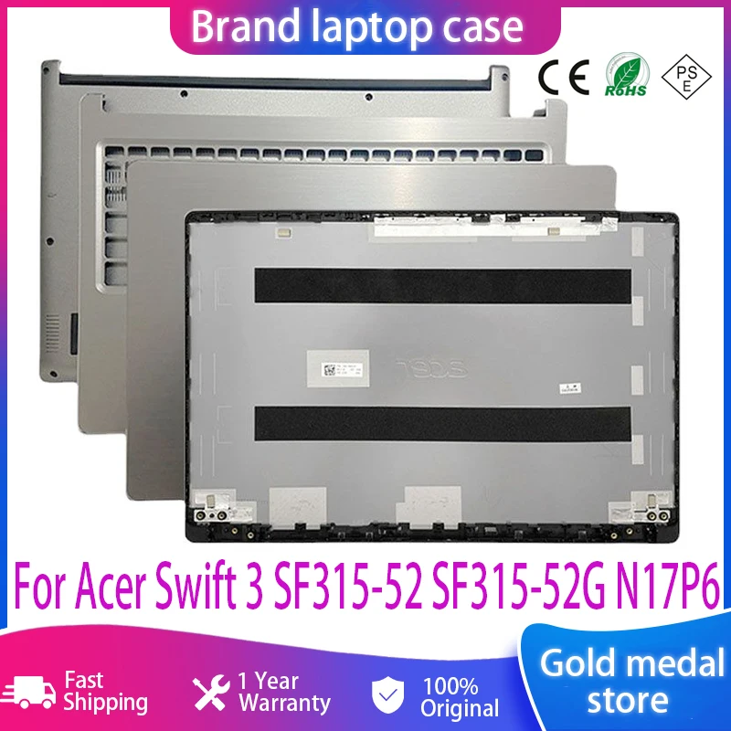 Новый Чехол для Ноутбука Acer Swift 3 SF315-52 SF315-52G N17P6 ЖК-Задняя Крышка Упор для рук Нижняя База Корпуса Верхняя Верхняя Нижняя Крышка Серебристого Цвета