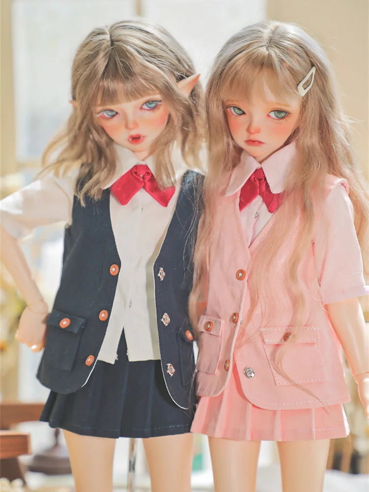 Одежда для куклы BJD для куклы 1/4 MSD MDD, униформа, жилет, рубашка, плиссированная юбка, аксессуары для куклы, подарок для куклы, сделай сам (исключая кукол)