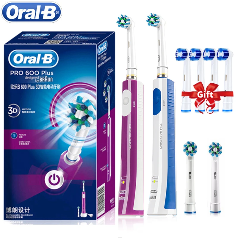 Оригинальная зубная щетка Oral-B 3D Sonic Electirc CrossAction Clean Smart Electronic Power, перезаряжаемая Водонепроницаемая Зубная щетка IPX7