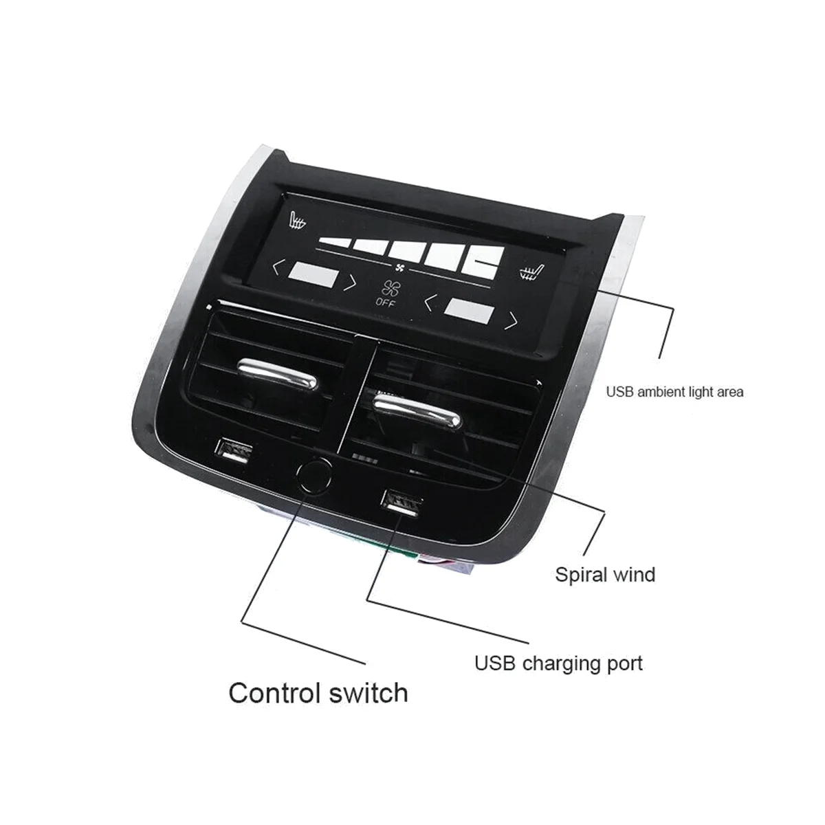 Очистка заднего выпускного отверстия Светодиодная Атмосфера Зарядка через USB для Volvo XC60 XC90 S60 V60 V90 2015-2021 Крышка кондиционера