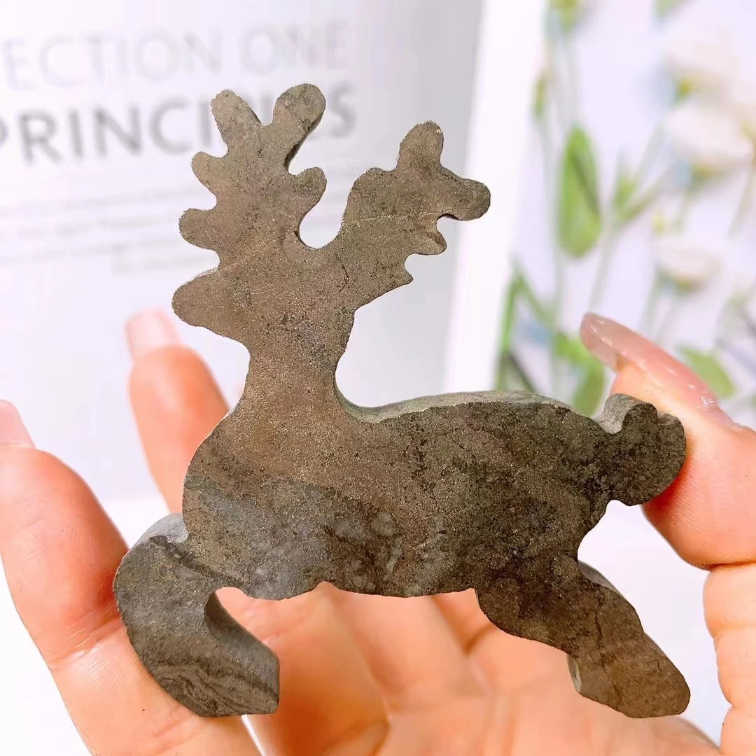 Пиритовый олень ручной работы статуя животного каменное ремесло подарок украшение дома украшения