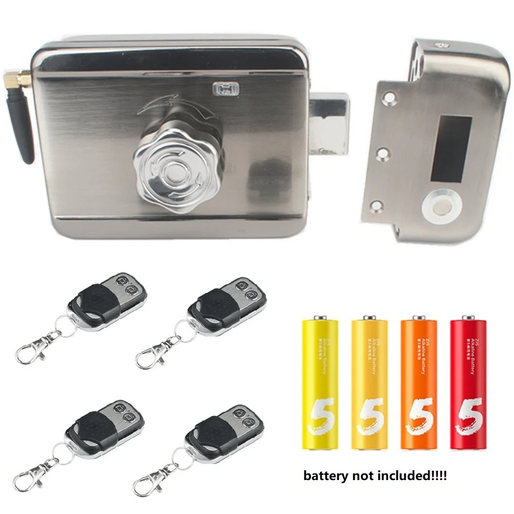 Питание от батареи Контроль доступа Дистанционное управление электрическими воротами Дверной замок с засовом защелкой (2 или 4 пульта дистанционного управления, батарейка в комплект не входит)