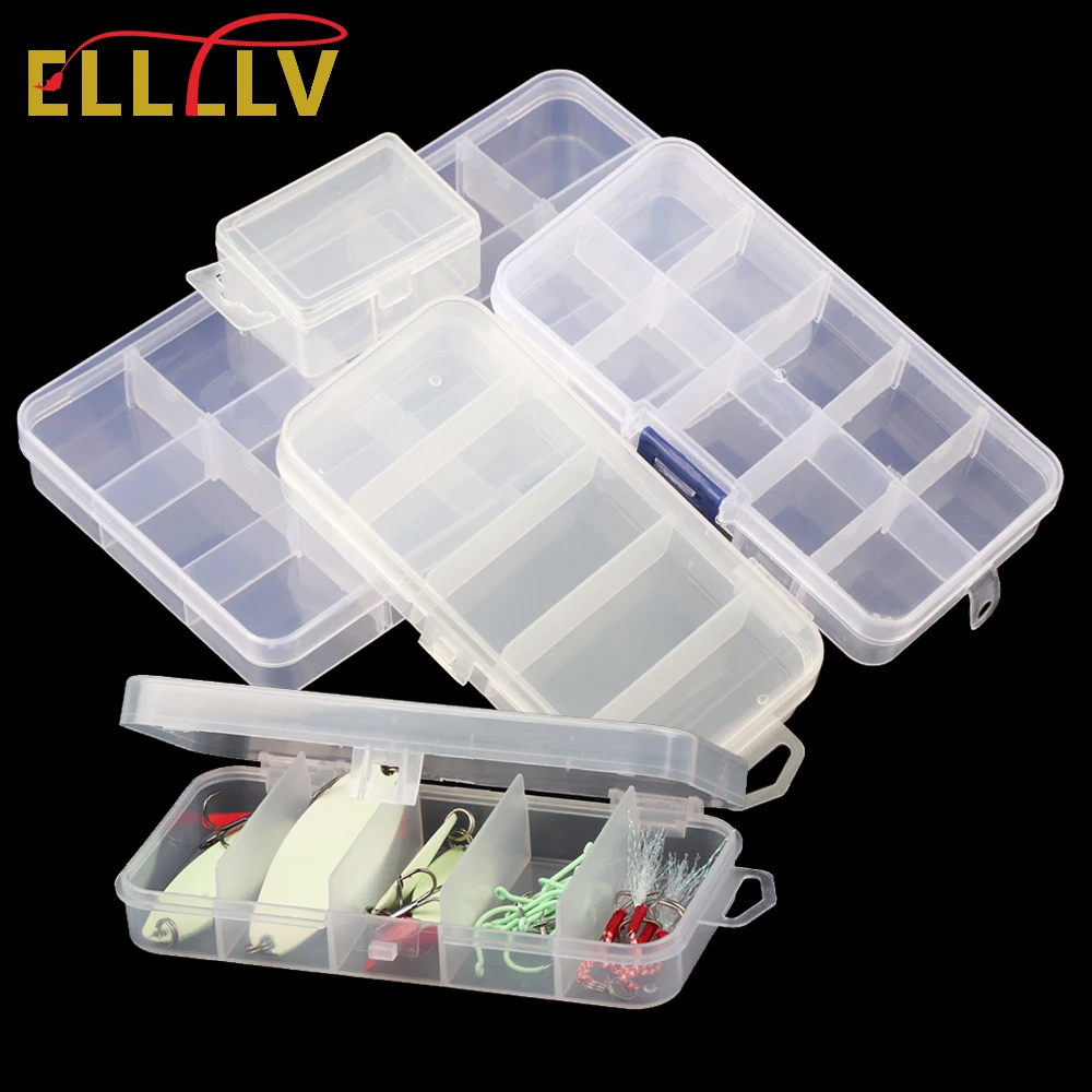 Пластиковая коробка для рыболовных снастей Elllv 4 размера, маленький прозрачный легкий чехол для рыболовных приманок, крючков, мух, аксессуаров, портативный