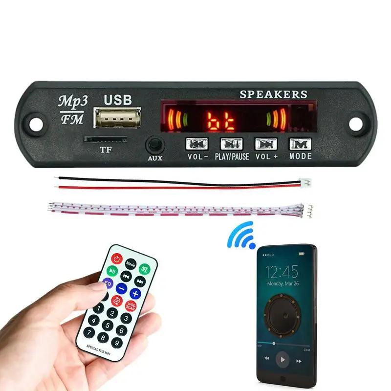 Плата MP3-плеера Усилитель Bluetooth Автомобильный FM-радио Модуль Поддержка TF USB WMA WAV FLAC APE Плата MP3-плеера