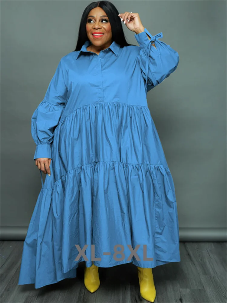 Платья-рубашки больших размеров для женской одежды Повседневное Свободное платье Макси с большими размахами, Модная уличная одежда всего размера 3xl 4xl 5xl 6xl