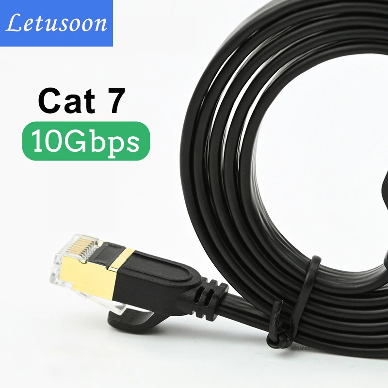 Плоский Кабель Ethernet Cat 7 RJ45 10 Гбит/с RJ 45 Сетевой кабель Cat7 Lan Шнур Патч Интернет для Модемов Ноутбуков PS 5 4 Маршрутизатор Cat6 6