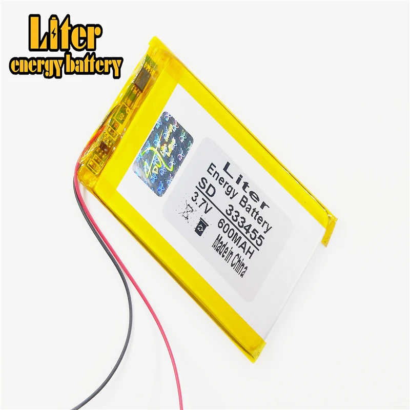 полимерно-литиевая батарея 333455 3.7v 600mah lipo батарея для gps