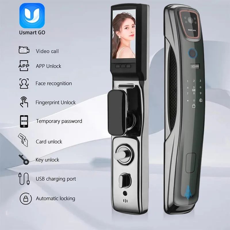 Полностью автоматическое приложение WIFI 3D Распознавание лиц Smart Lock Отпечатки пальцев, Биометрическая карта, Ключ, Цифровой замок, Умный Замок для дома