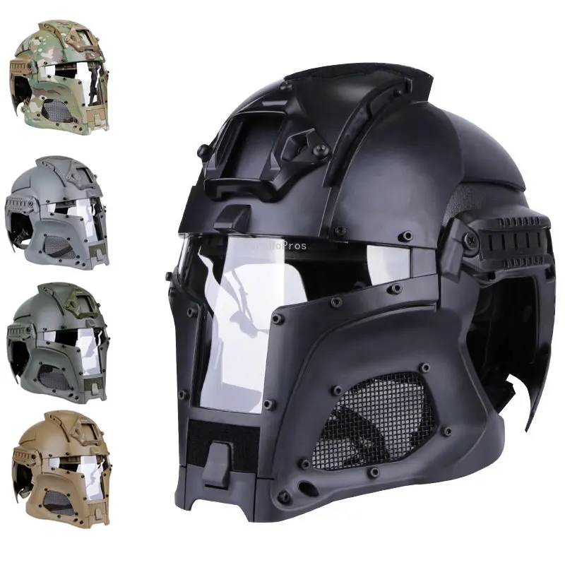 Полностью закрытый тактический шлем, Ударопрочный, для стрельбы, Военный Страйкбол, Защитные шлемы с маской, Охотничий Пейнтбольный шлем