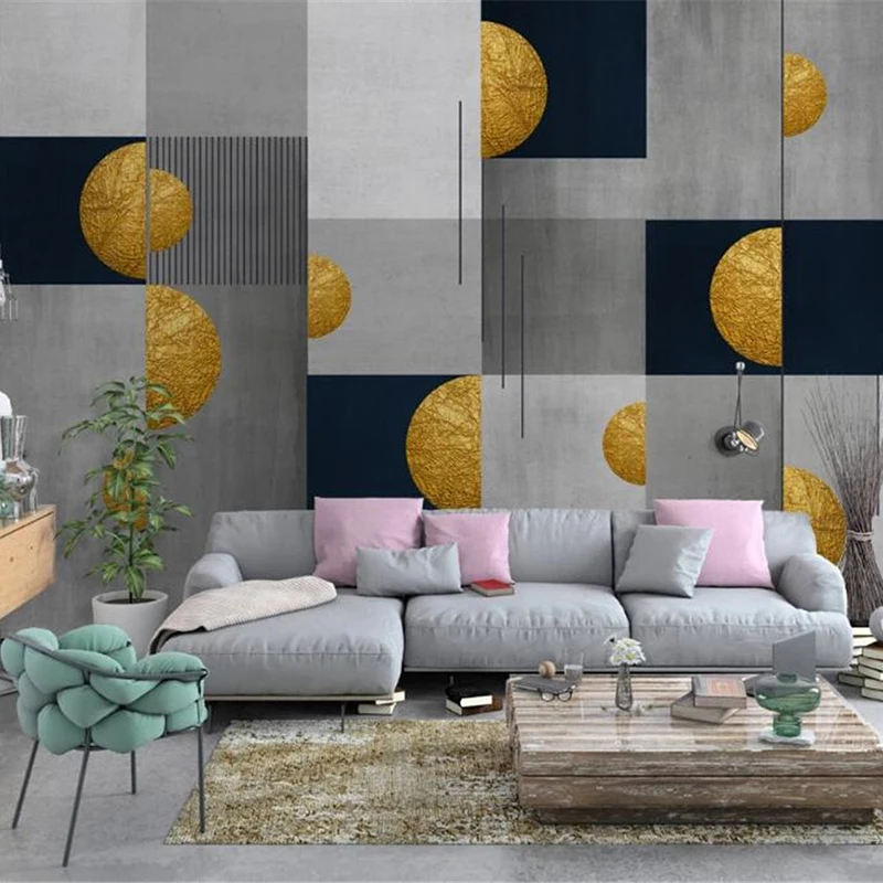 Пользовательские 3D фотообои фрески Современный креативный абстрактный золотой геометрический узор для гостиной Диван ТВ фон домашний декор
