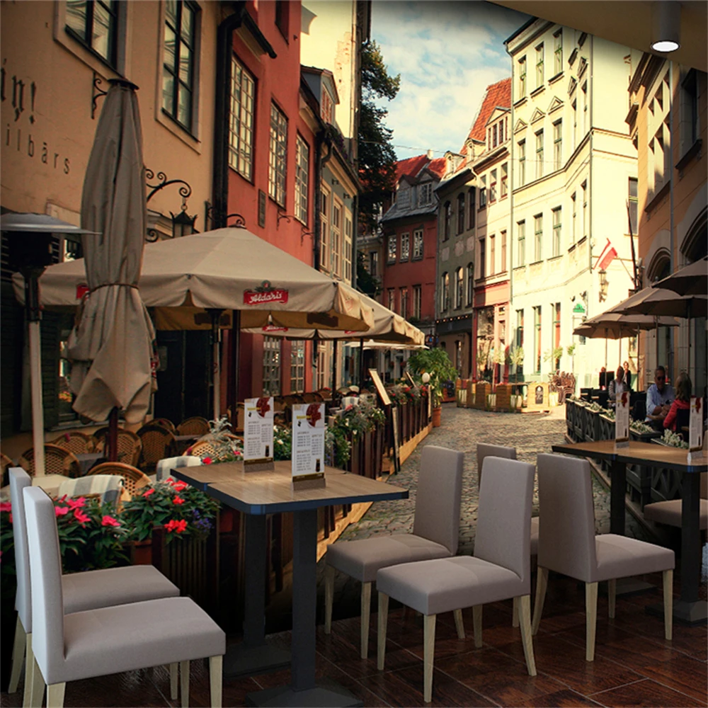 Пользовательские Ретро обои с видом на улицу, западный ресторан, кафе, ностальгическая фреска, фотообои американского отеля для настенного покрытия