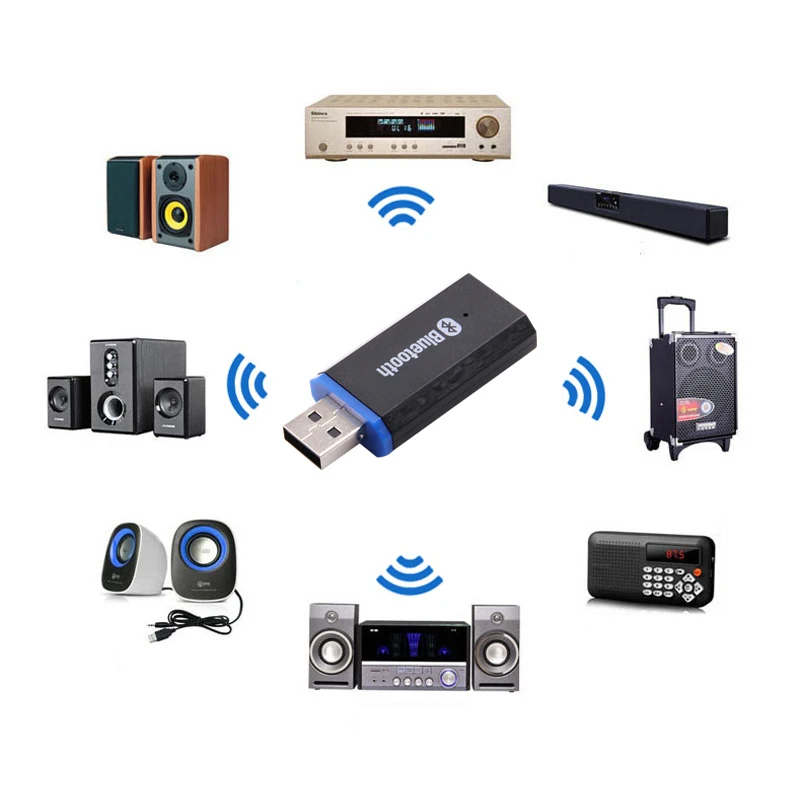 Портативный 3,5 мм AUX-ключ USB, беспроводной Bluetooth, автомобильный комплект, музыкальный аудиоприемник, адаптер A2DP с аудиокабелем для динамиков