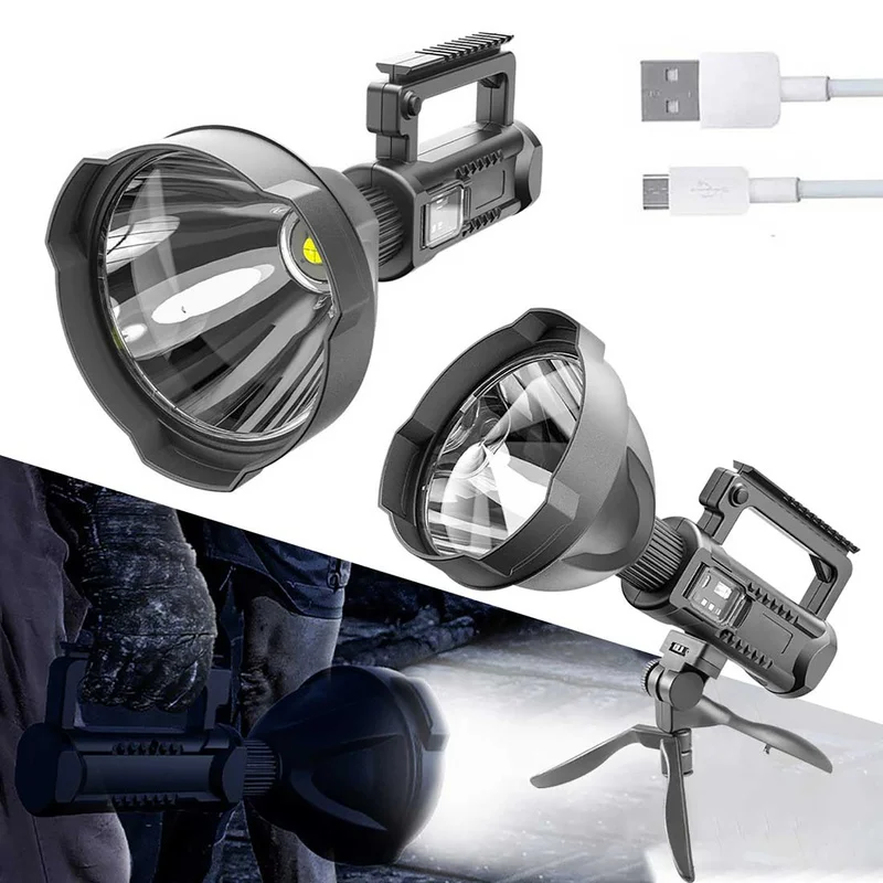 Портативный прожектор XHP70, 4 режима, мощный светодиодный фонарик с крепящимся кронштейном, водонепроницаемый перезаряжаемый фонарь для ночной рыбалки