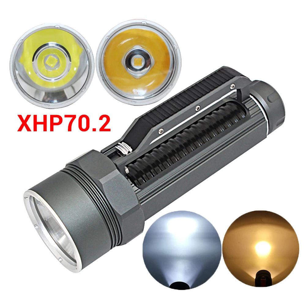 Портативный Светодиодный фонарик для дайвинга XHP70.2, 32650, Тактический подводный 100 м, Водонепроницаемый Высококачественный светильник для подводного плавания XHP70,
