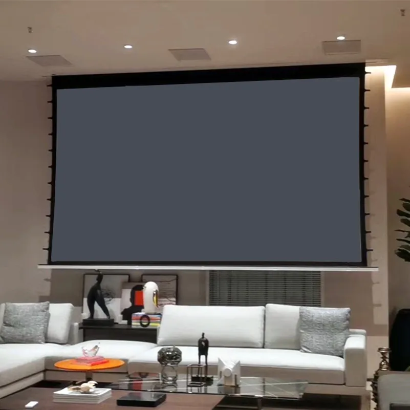 Премиальный потолочный встраиваемый в потолок Электрический проекционный экран с моторизованным натяжением - Черный Crytal ALR Screen с коэффициентом усиления 1,5