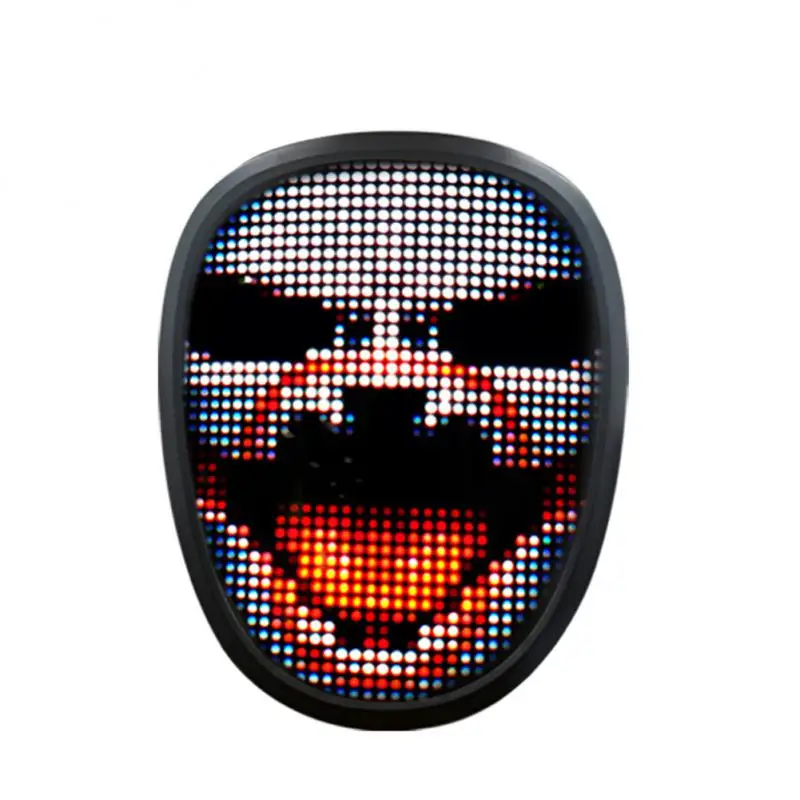 Программируемая маска Demon Slayer со встроенным аккумулятором, Атмосферная маска с возможностью редактирования, меняющая лицо, Светящаяся маска с черепом