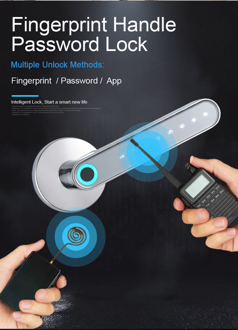 Простой в использовании дверной замок с отпечатками пальцев Smart Bluetooth Password Handle Lock Вход без ключа Работает со смартфоном